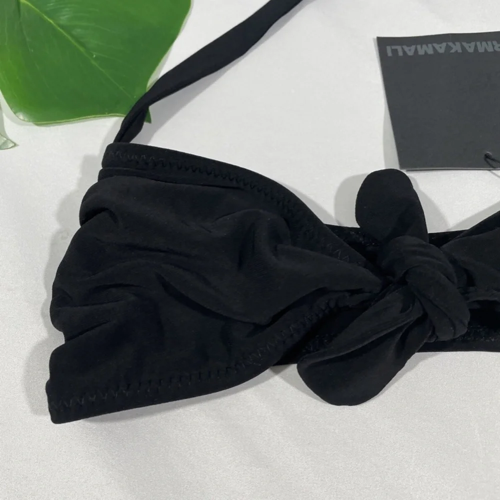 NWT Norma Kamali [ XS ] Tie-Front Bra‎ Bikini Top in Black